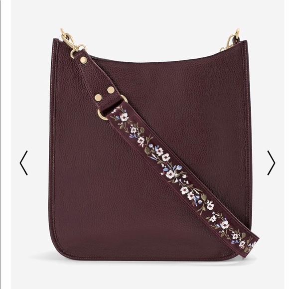 WHBM Burgundy w/Floral Embroidery Messenger NWT - Picture 5 of 5